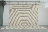 Striped Tribal Wool Rug – 8.5 x 11.5 ft Modern Moroccan Rug