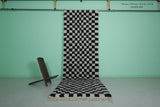 Moroccan Runner Rug – 4.3 x 13.5 ft Black and White Checkerboard Design