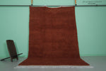 Handmade Moroccan Wool Rug - Deep Rust Brown | 7.2 x 11 ft