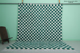 Classic Moroccan Berber Checkered Rug - Green & White 8.2 x 10.3 ft