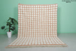 Moroccan Rug 7 X 9.1 Feet - Cream and Terracotta Checkered Design