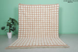 Moroccan Rug 7 X 9.1 Feet - Cream and Terracotta Checkered Design