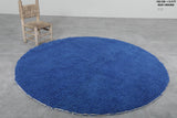 Round Moroccan Wool Rug – 5.9 ft in Royal Blue | Luxurious Boho Accent