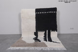 Handmade Beni Ourain Rug – 4.6 x 6.3 ft Modern Black and White Moroccan Wool Rug