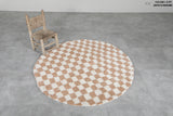 Round Moroccan Wool Rug - 5 ft | Beige and White Checkered Design