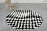 Moroccan Round Rug - Handmade Checkered Carpet