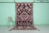 Boujaad Moroccan Rug – 5.7 x 11.2 FT Deep Purple with Ivory Floral Motifs