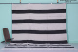 Large Moroccan Rug – Bold Black and Ivory Striped Design | 9.9 FT x 12 FT