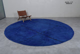 Handcrafted Round Moroccan Rug - 11 Ft, Bold Blue