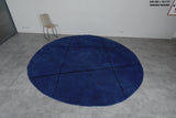 Handcrafted Round Moroccan Rug - 10.7 Ft, Bold Blue