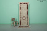 Moroccan Berber Rug Runner – 2.4 x 7.8 FT | Traditional Diamond Border Design | Handwoven Wool