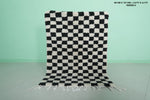 Moroccan Handmade Chess Rug | 3.2 x 4.4 ft | Black and White Checkered Pattern