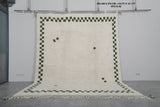 9.6 X 12.1 FT Moroccan Rug - Ivory with Green Border Accents