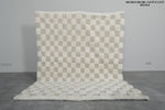 5.9 X 7.5 FT Moroccan Checkered Rug - Beige and Ivory Wool Rug