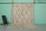 Handmade 6.9 x 9.3 FT Moroccan Wool Rug - Shaggy Beni Ourain with Diamond Pattern