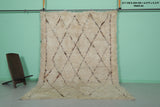 Handmade 6.9 x 9.3 FT Moroccan Wool Rug - Shaggy Beni Ourain with Diamond Pattern