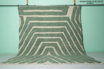 Green and Cream Moroccan Rug 8.7 x 10.1 Ft | Modern Geometric Design