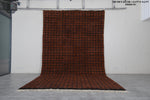 Large Moroccan Rug 8.4 x 14.2 Ft Rich Brown and Black Grid Design | Modern Boho Decor