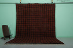 8.2 x 10.5 FT Moroccan Wool Rug - Dark Brown & Black Checkered Design