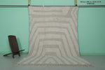 Handmade Moroccan Rug - 6.8 x 9.7 Ft, Subtle Gray and White Geometric Pattern