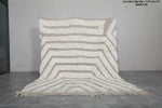 Handmade Moroccan Rug 7 X 8.7 FT - Beige and White Striped Pattern