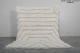 Handcrafted Moroccan Rug - 6.8 x 8 Ft, White and Gray Textured Geometric Design