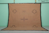 10.1 x 10.4 FT Moroccan Rug – Earthy Brown with Tribal Symbols