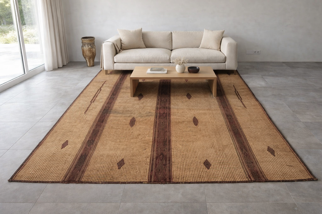 Tuareg rug - Handwoven reed mat - 7.4 FT X 11.3 FT