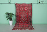 Handmade Moroccan Rug - 3.8 FT X 6.7 FT, Rich Red Geometric Design