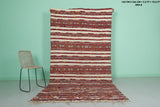 Long Hand-Woven Moroccan Rug – 5.2 FT × 10.6 FT | Red and Cream Berber Carpet