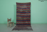 Vintage Moroccan Kilim Rug 4 x 9 FT – Multicolor Striped Pattern