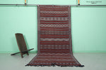 Vintage Handwoven Kilim Rug – 4.4 x 9.2 FT, Authentic Moroccan Geometric Patterns