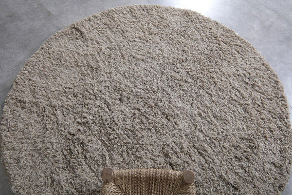 Custom handmade Moroccan round rug - Neutral grey design