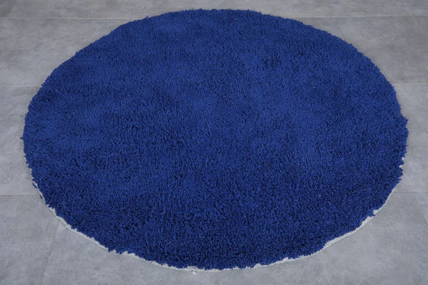 Handmade Custom Round Moroccan Rug in Bold Blue