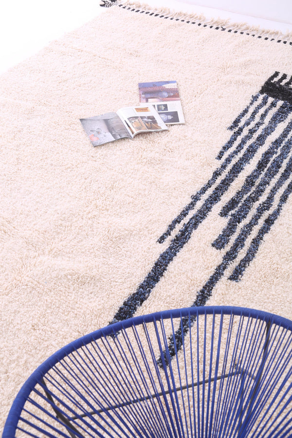 Black and white abstract moroccan rug - Handmade custom size wool rug - Geometric shaggy rug