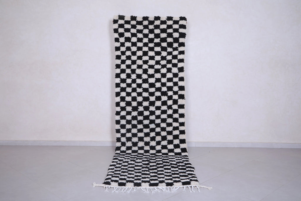 Black and white checkered runner rug - Custom wool size