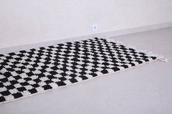 Black and white checkered runner rug - Custom wool size