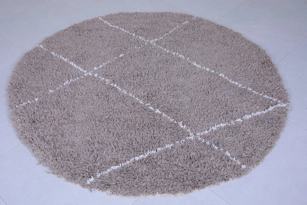 Custom handmade Moroccan round rug - Grey berber style