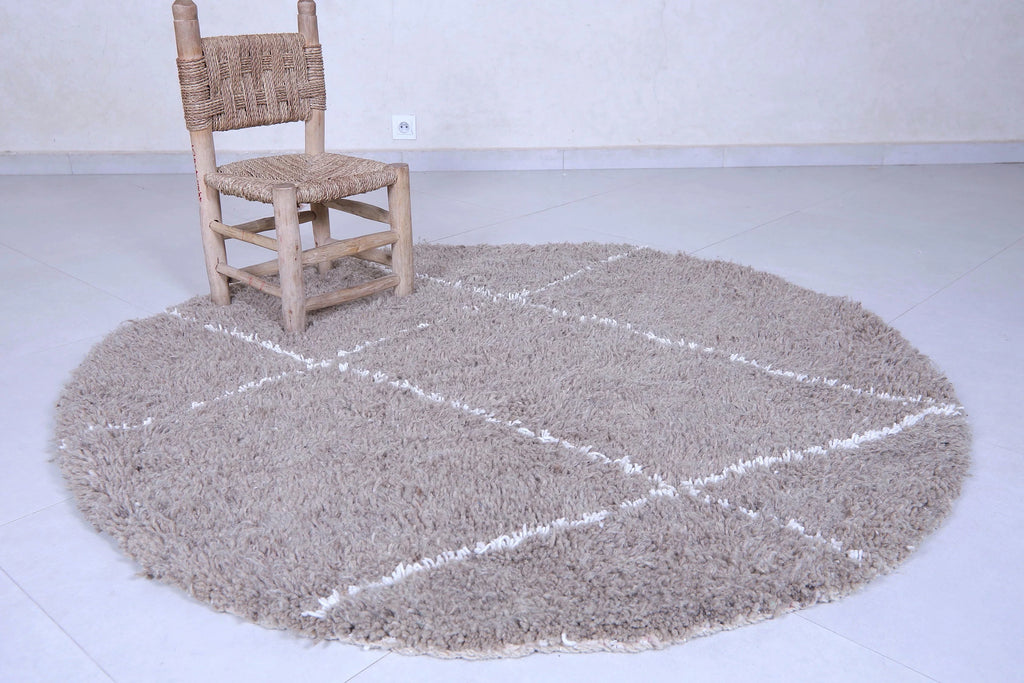 Custom handmade Moroccan round rug - Grey berber style