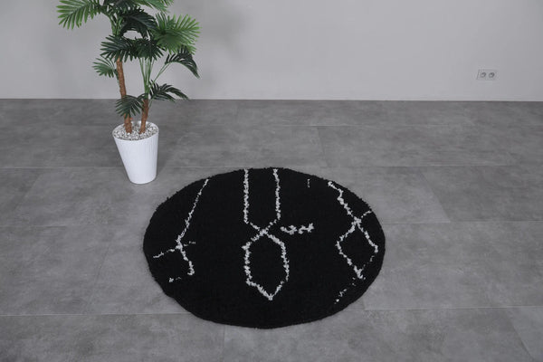 Black Moroccan Round rug - custom round rug - berber rug - wool round rug