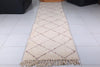 Custom beni ourain runner rug - Cream wool with burgundy diamond