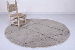 Custom Handmade Moroccan Round Rug - Grey Berber Style