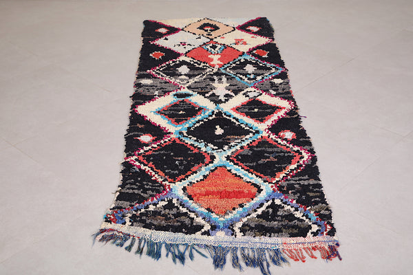 Handmade runner boucherouite Moroccan rug – 2.6 FT x 7.2 FT | Unique bohemian decor