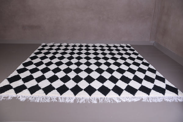 White & black checkered custom Moroccan rug – Handmade and unique