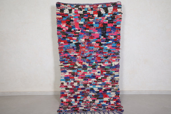 Vibrant Moroccan boucherouite berber rug – 3.5 FT X 6.8 FT handmade colorful carpet