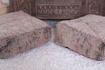 Two berber moroccan berber handmade old rug poufs