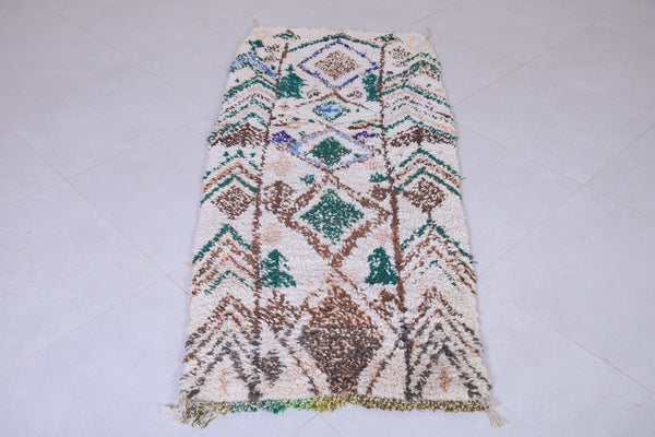 Vintage handmade Moroccan runner rug – 2.7 x 6.3 FT, colorful diamond & chevron pattern