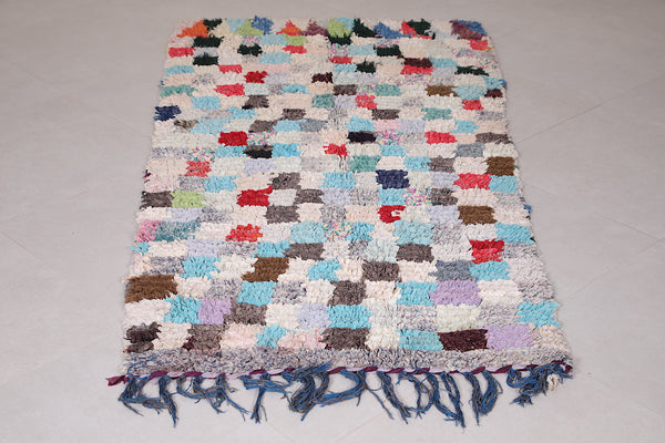 Handmade Moroccan boucherouite rug - 3.4 FT X 7 FT | Colorful eco-friendly carpet