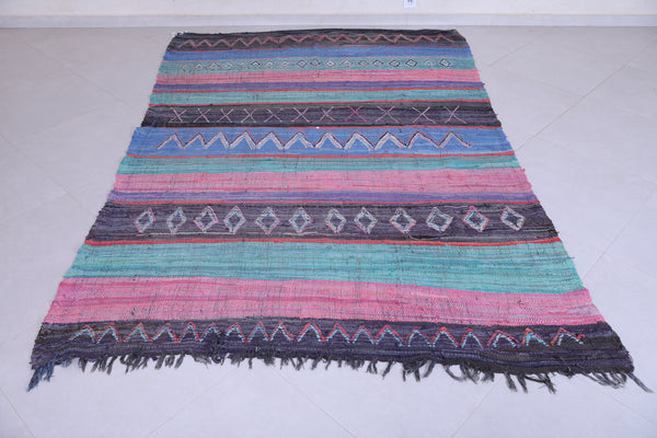 Handwoven Moroccan Rug 5.9 x 8.8 ft | Striped Tribal Design