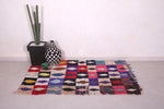 Moroccan Boucherouite old carpet 4.1 FT X 5.5 FT